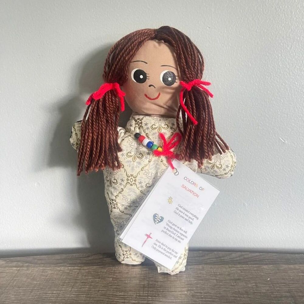 Handmade Salvation Soft Cloth Doll Toy Bead Necklace & Wordless Book Color Code